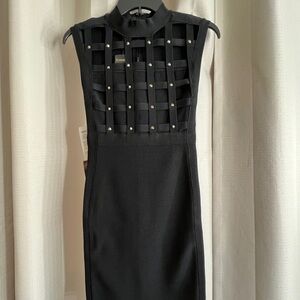 NWT BeBe Black Studded Sleeveless Mini Dress